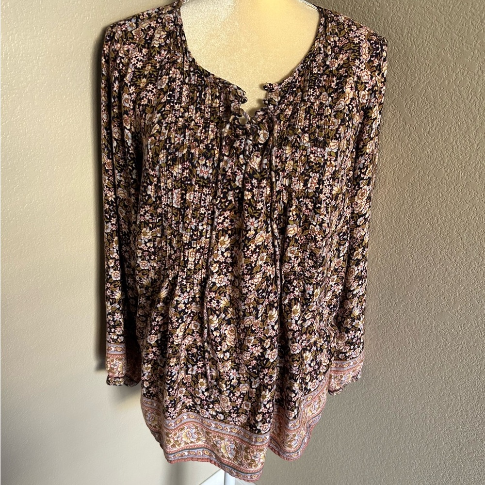 lucky brand bohemian  style blouse 1X